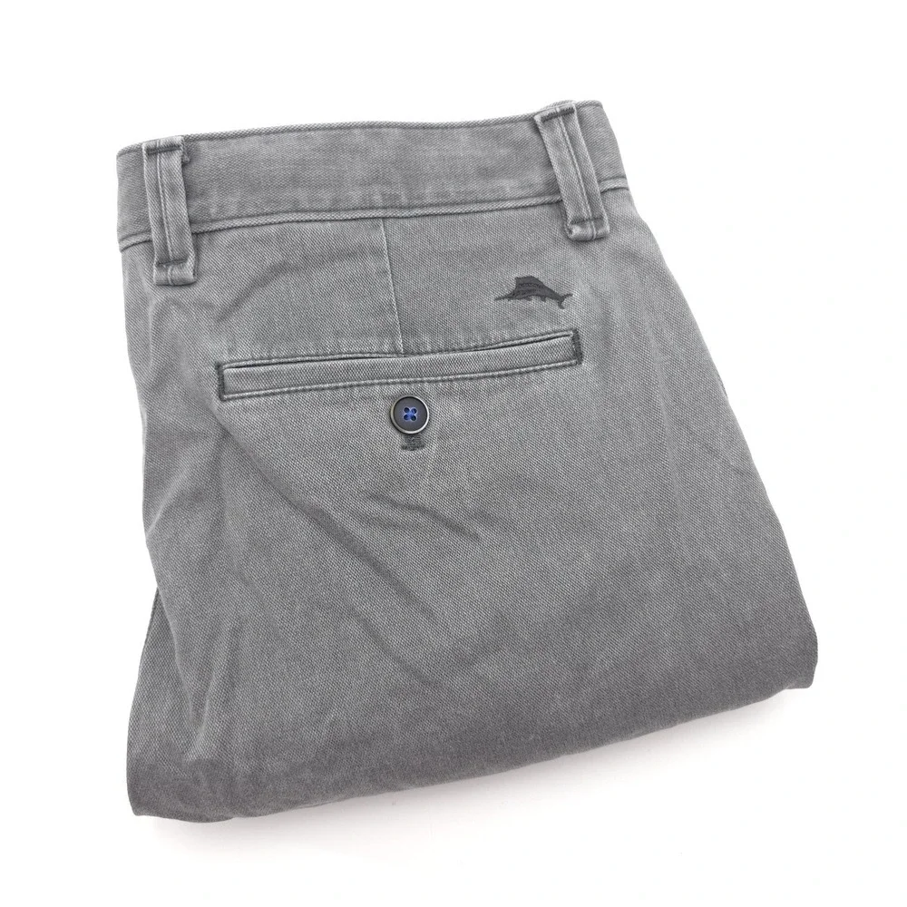 Tommy Bahama Mens Cargo Shorts 33 Gray Cotton Stretch Marlin Logo Pants Shorts